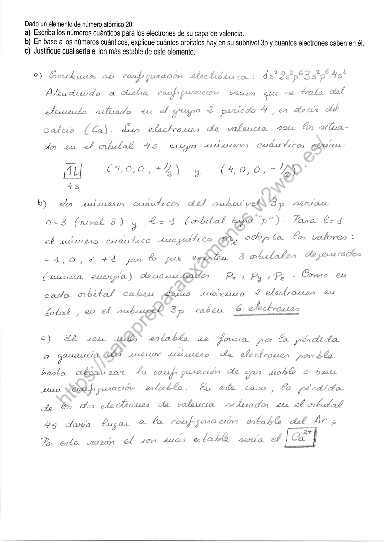 Examen resuelto selectividad Química Andalucía julio 2020 – Sara